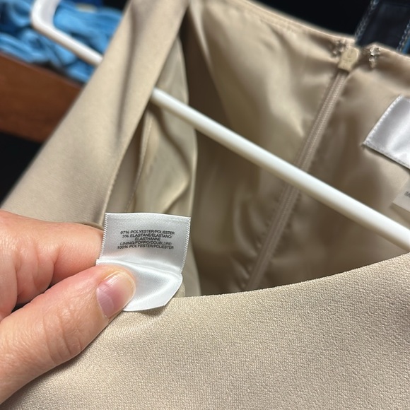 Beige sheath dress.   Fully lined.   Goes well with a  jacket or sweater. - Picture 3 of 6